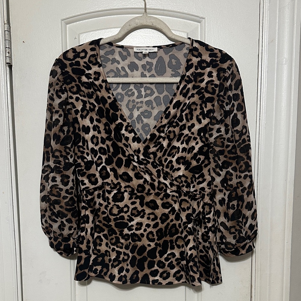 Wrap style Animal Print Blouse
